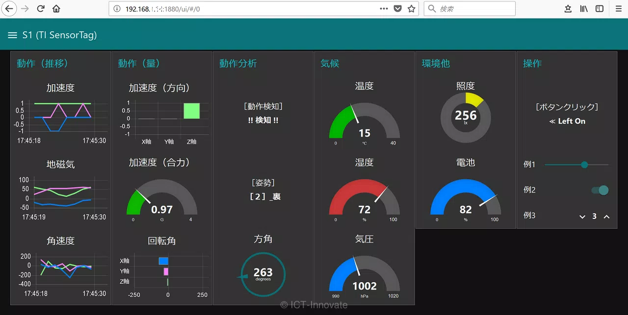 SensorTagのデータ可視化例（エッジ版）