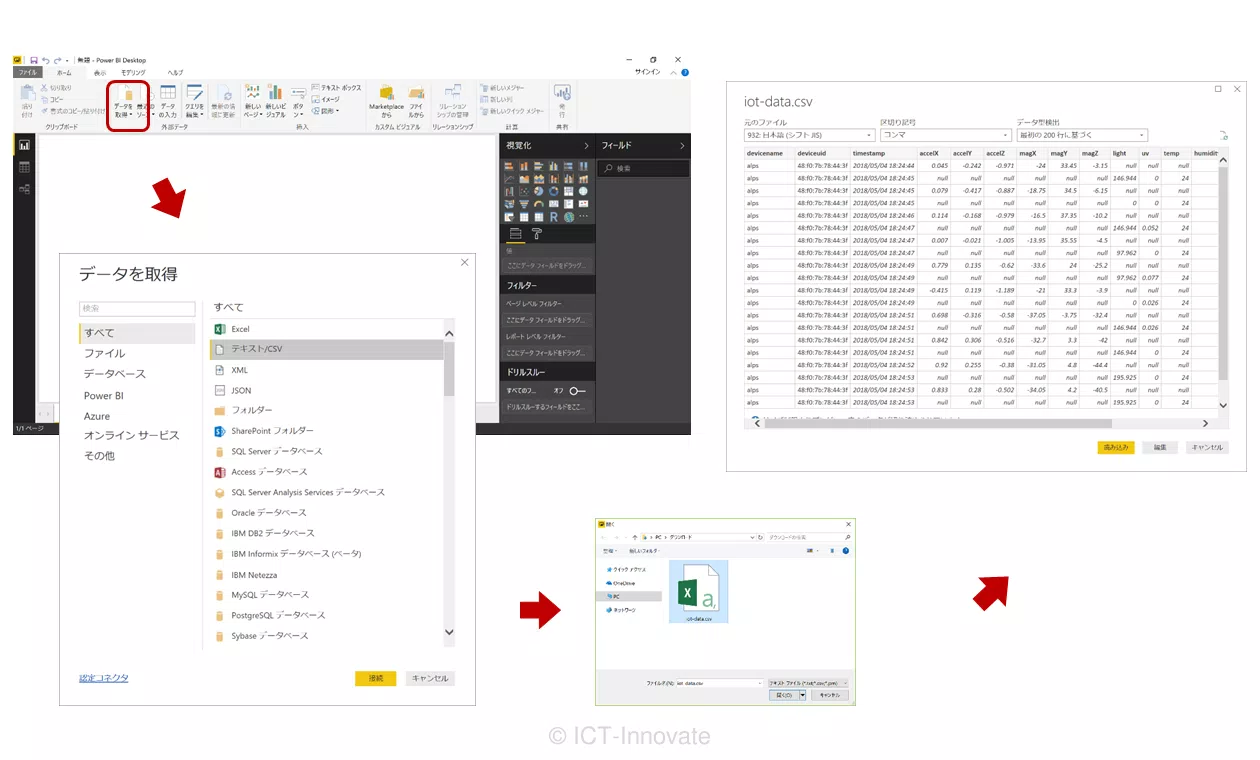 Power BI Desktop でのデータ取得操作例